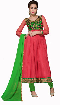 

Khushali Net Self Design, Embroidered, Embellished Salwar Suit Dupatta Material(Un-stitched), Gajri
