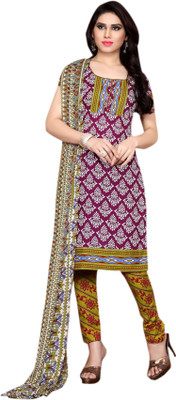 

Trendz Apparels Cotton Printed Dress/Top Material(Un-stitched), Purple