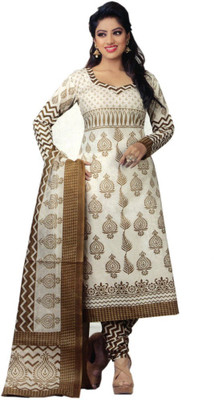 

Shree Ganesh Cotton Printed Salwar Suit Dupatta Material(Un-stitched), Brown