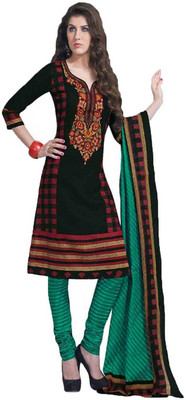 

Javuli Cotton Printed Dress/Top Material(Un-stitched), Black
