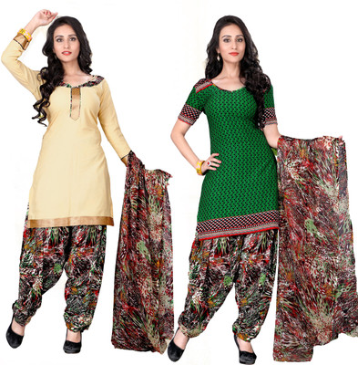 

Khushali Crepe Self Design, Printed Salwar Suit Dupatta Material(Un-stitched), Beige;green;multicolor