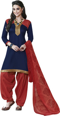 

Jiya Crepe Self Design Salwar Suit Dupatta Material(Un-stitched), Blue;red