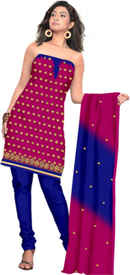 

Shree Vardhman Chanderi Embroidered Salwar Suit Dupatta Material(Un-stitched), Red