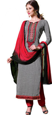 

Ewows Cotton Embroidered, Printed Salwar Suit Dupatta Material(Un-stitched), Black