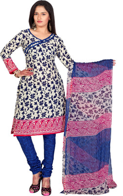 

Jiya Cotton Printed Dress/Top Material(Un-stitched), Blue;multicolor
