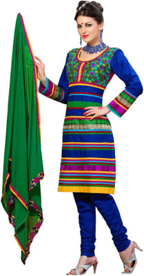 

Cenizas Cotton Self Design Semi-stitched Salwar Suit Dupatta Material, Blue