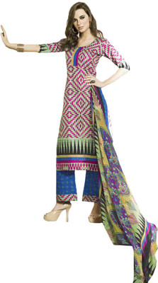 

Indian Wear Online Cotton Printed Semi-stitched Salwar Suit Dupatta Material, Multicolor