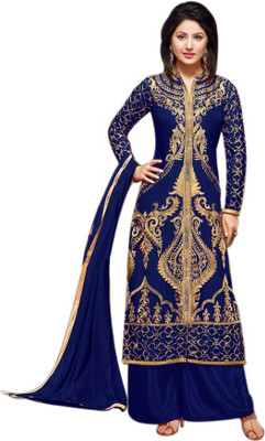 

MADA Georgette Embroidered Semi-stitched Salwar Suit Dupatta Material, Blue