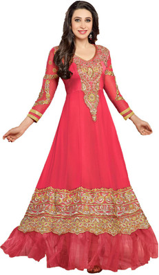 

Party Wear Dresses Georgette Embroidered Semi-stitched Salwar Suit Dupatta Material, Maroon