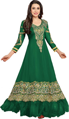 

Indian Wear Online Georgette Embroidered Semi-stitched Salwar Suit Dupatta Material, Green