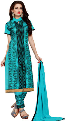 

Khushali Cotton Self Design, Embroidered Salwar Suit Dupatta Material(Un-stitched), Light blue