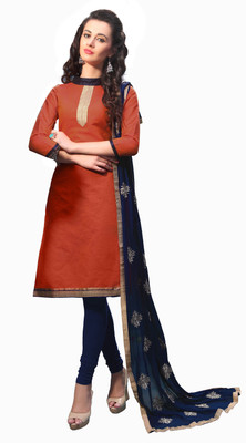 

Jiya Cotton Self Design Salwar Suit Dupatta Material(Un-stitched), Blue;orange