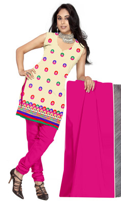 

Khushali Chanderi Self Design, Embroidered, Embellished Salwar Suit Dupatta Material(Un-stitched), Beige;pink