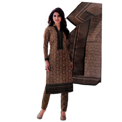 

Giftsnfriends Cotton Printed Salwar Suit Dupatta Material(Un-stitched), Brown