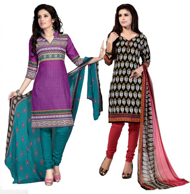 

Khushali Cotton Self Design, Printed Salwar Suit Dupatta Material(Un-stitched), Black;purple;white