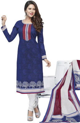 

Javuli Synthetic Geometric Print Dress/Top Material(Un-stitched), Blue