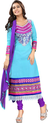

Khushali Cotton Self Design, Embroidered Salwar Suit Dupatta Material(Un-stitched), Light blue