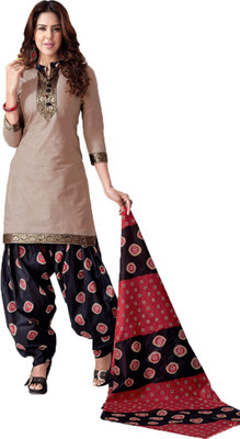 

Indian Wear Online Cotton Printed Salwar Suit Dupatta Material(Un-stitched), Beige