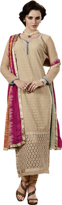 

Jiya Georgette Self Design, Embroidered Salwar Suit Dupatta Material(Un-stitched), Chikoo