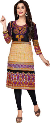 

Party Wear Dresses Cotton Printed Kurti Fabric(Un-stitched), Beige;black