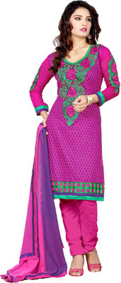 

Araja Cotton Embroidered Salwar Suit Dupatta Material(Un-stitched), Pink