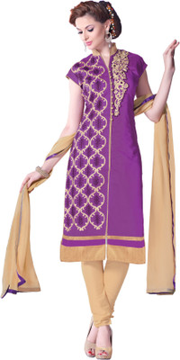 

Parishi Fashion Cotton Embroidered Salwar Suit Dupatta Material(Un-stitched), Purple
