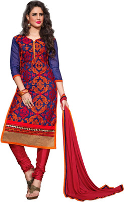 

Khushali Chanderi Self Design, Embroidered Salwar Suit Dupatta Material(Un-stitched), Blue;multicolor;red
