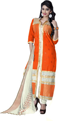 

Khushali Cotton Self Design, Embroidered Salwar Suit Dupatta Material(Un-stitched), Beige;orange