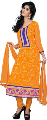 

Trendz Apparels Synthetic Georgette Embroidered Salwar Suit Dupatta Material(Un-stitched), Yellow