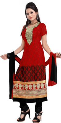 

Trendz Apparels Georgette Embroidered Salwar Suit Dupatta Material(Un-stitched), Red