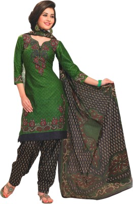 

Panchajanya Cotton Printed Salwar Suit Dupatta Material(Un-stitched), Green