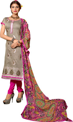 

Khushali Chanderi Self Design, Embroidered Salwar Suit Dupatta Material(Un-stitched), Beige;multicolor;pink