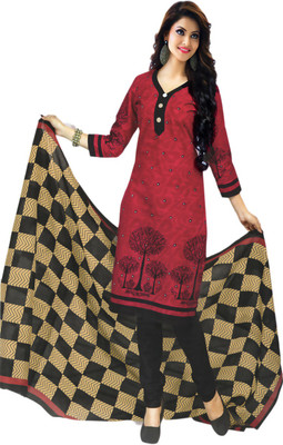 

Javuli Cotton Printed Salwar Suit Material(Un-stitched), Pink