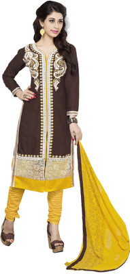 

Khushali Cotton Self Design, Embroidered Salwar Suit Dupatta Material(Un-stitched), Brown