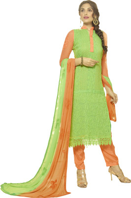 

Jiya Chiffon Embroidered Salwar Suit Dupatta Material(Un-stitched), Light green;orange