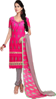

Jiya Georgette Self Design, Embroidered Salwar Suit Dupatta Material(Un-stitched), Pink