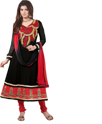 

Khushali Georgette Embroidered Salwar Suit Dupatta Material(Un-stitched), Black;red