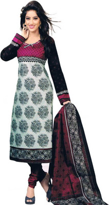 

Javuli Cotton Printed Dress/Top Material(Un-stitched), White