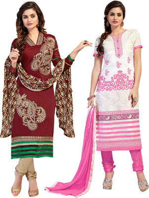 

Khushali Chanderi Self Design, Embroidered Salwar Suit Dupatta Material(Un-stitched), Maroon;white