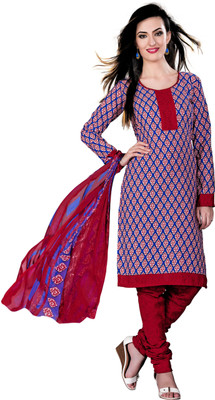 

Jiya Cotton Self Design, Printed Salwar Suit Dupatta Material(Un-stitched), Blue;red