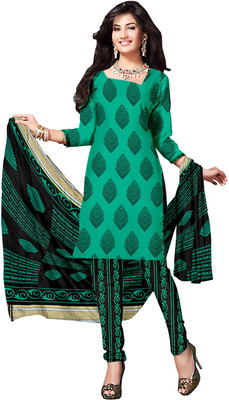 

Khushali Cotton Self Design, Printed Salwar Suit Dupatta Material(Un-stitched), Black;green
