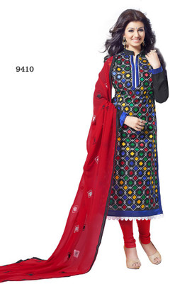 Shree Vardhman Silk Embroidered Salwar Suit Dupatta Material(Un-stitched), Black