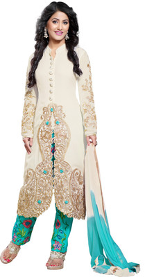 

Jiya Georgette Self Design, Embroidered, Embellished Salwar Suit Dupatta Material(Un-stitched), Light blue;white