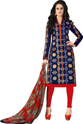 

Khushali Chanderi Self Design, Embroidered Salwar Suit Dupatta Material(Un-stitched), Blue;multicolor;red