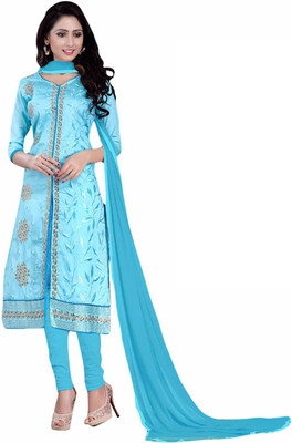 

Trendz Apparels Cotton Polyester Blend Embroidered Salwar Suit Dupatta Material(Un-stitched), Light blue