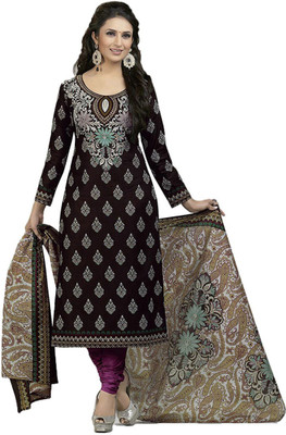 

Party Wear Dresses Cotton Printed Salwar Suit Dupatta Material(Un-stitched), Black