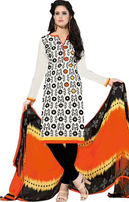 

Jiya Chanderi Self Design, Embroidered Salwar Suit Dupatta Material(Un-stitched), Black;multicolor;white