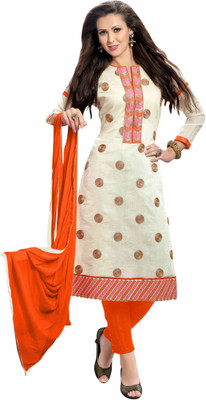 

Trendz Apparels Chanderi Embroidered Salwar Suit Dupatta Material(Un-stitched), Gold