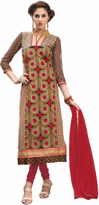 

Parishi Fashion Georgette Embroidered Salwar Suit Dupatta Material(Un-stitched), Multi color
