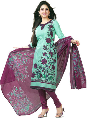 

Javuli Cotton Printed Dress/Top Material(Un-stitched), Green;purple